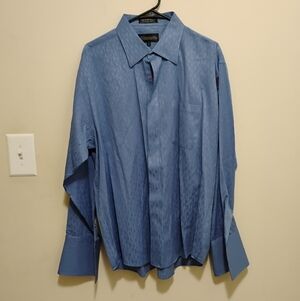 Damante Couture Collection Mens Button Up French Cuff Shirt Blue Size 17 Rare